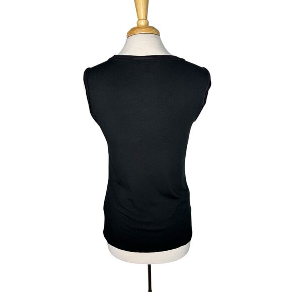BANANA REPUBLIC Grosgrain Ribbon Sleeveless Top in Black Size Small Womens Tank - Picture 3 of 9